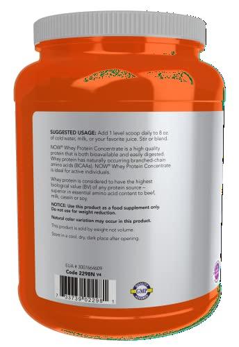 NOW NOW Sports Nutrition, Whey Protein Concentrate, 24 g With BCAAs, Unflavored Powder, 1.5-Pound
