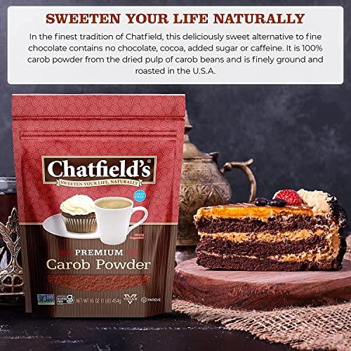 Chatfield\'s Chatfields All Natural Carob Powder 16-oz Pouch, Sweet and Delicious, Premium Quality, Caffeine-Free, Gluten-Free, Vegan, Kosher, Non-GMO Verified - (4 Pack)