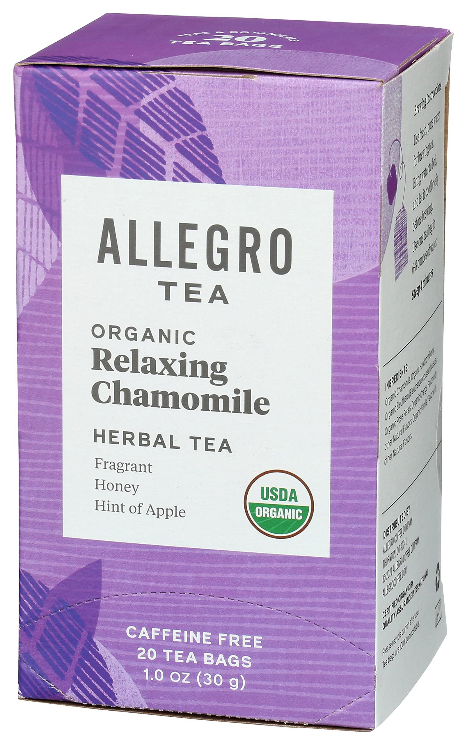 Allegro Coffee Allegro Tea, Organic Relaxing Chamomile Tea Bags, 20 ct (Pack of 2)