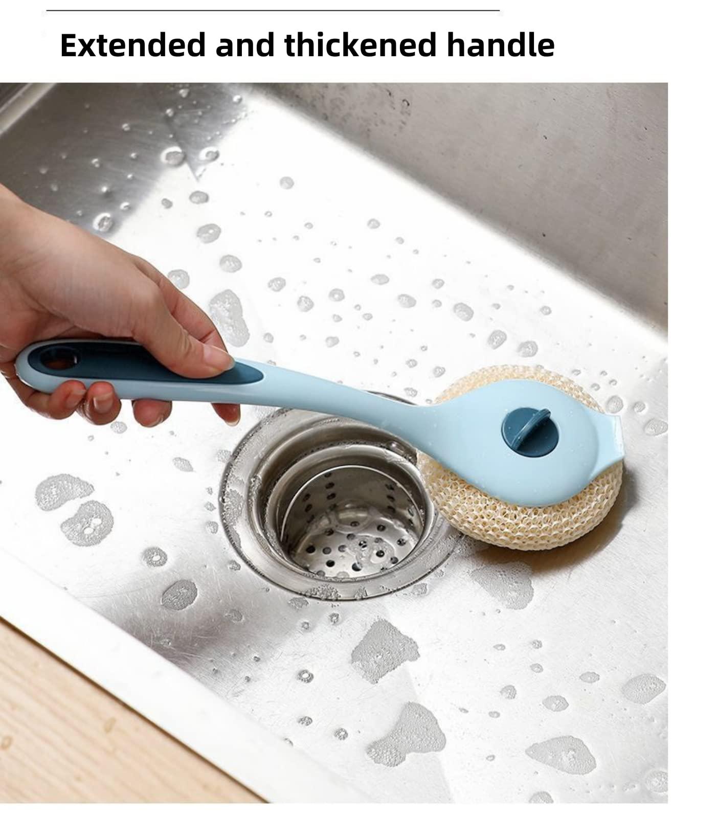 BeyondNice BeyondNice Metal & Plastic Dish Brush with Handle, Scrub Brush for Cleaning Kitchen and Washing Dishes, for Sink, Pots, Pans, Cleaning Brushes Tools (Blue,Three)