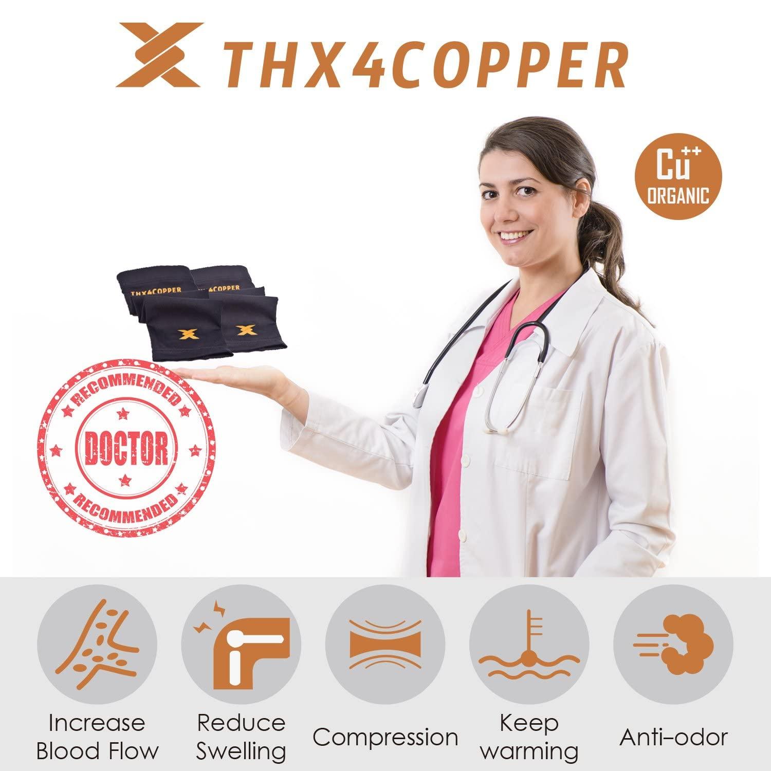 THX4COPPER THX4COPPER Elbow Compression Sleeve(2 Pieces) - Copper Infused Support -Guaranteed Recovery Copper Elbow Brace-Idea for Workouts, Sports, Golfers, Tennis Elbow, Arthritis, Tendonitis (XX-Large)