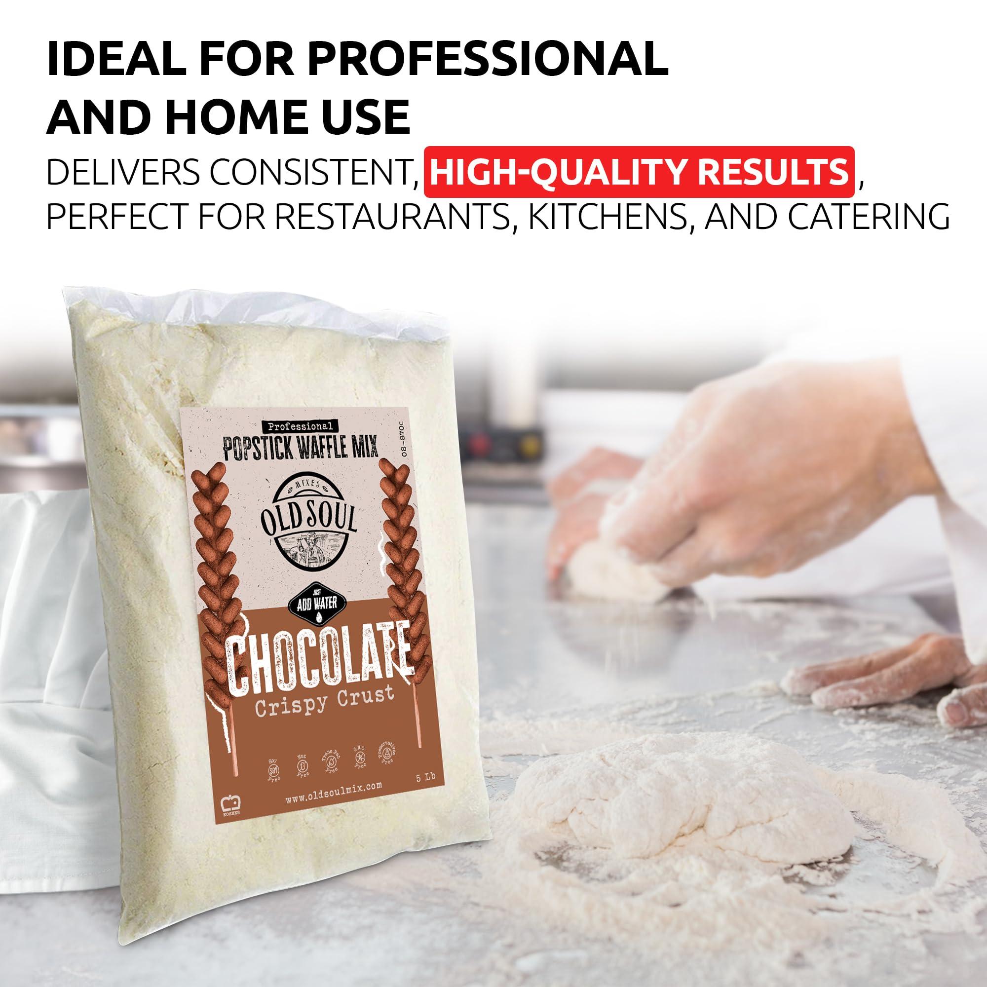 MIXES OLDSOUL OldSoul Professional Popstick Waffle Mix | Stick Waffles Dough Mix | Chocolate Flavor | 30 Lbs | 672 Waffles (30 Lbs, Traditional)