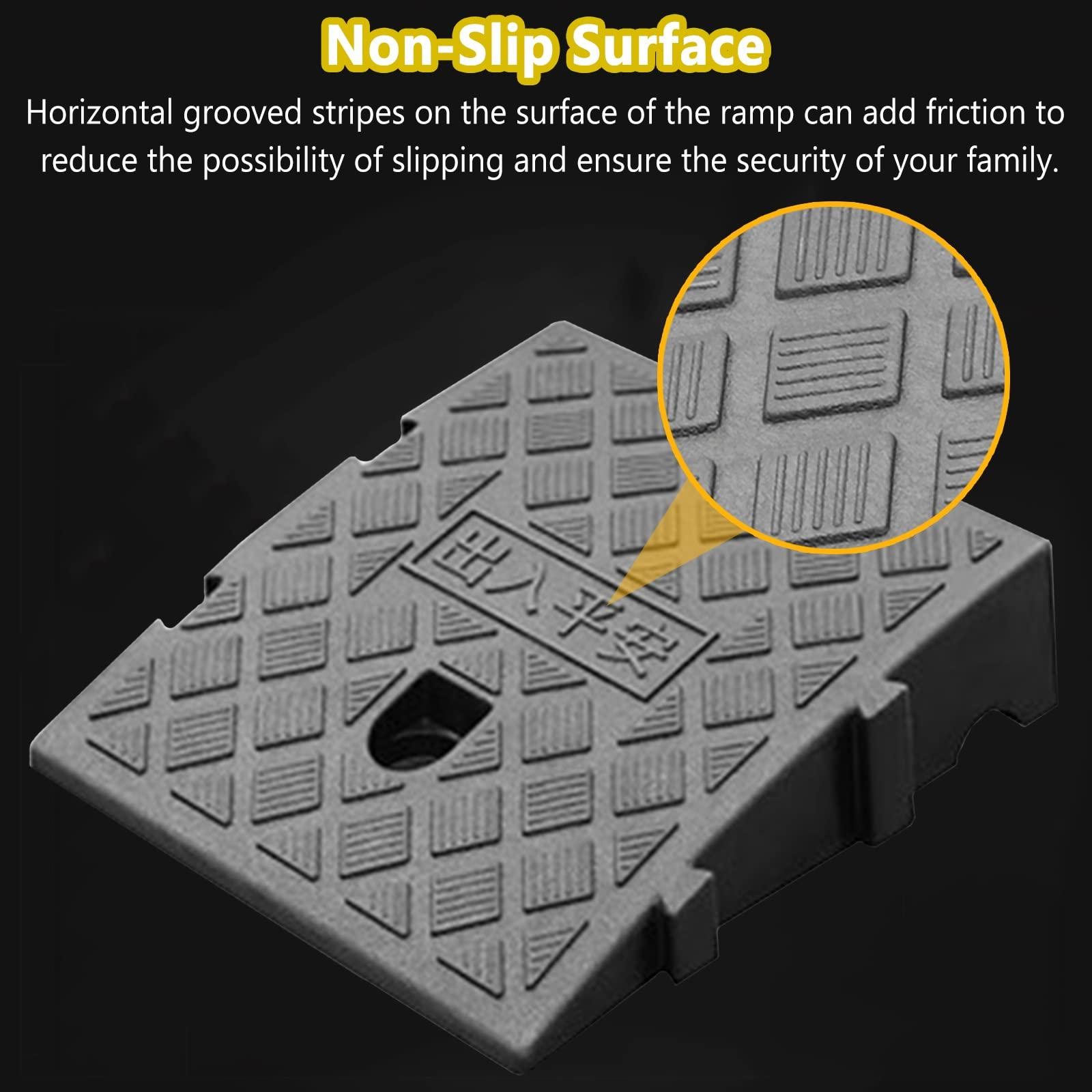 JYDQM Portable Doorway Ramp Threshold Ramp Plastic 6/7 in Rise, Outdoor Front Door Entry Ramps for Elderly Toddlers Pets, Sturdy Wheelchair Ramp Curb Slope, Load 2 Ton(Color:Black,Size:25x45x19(9.8x17.7x7.5