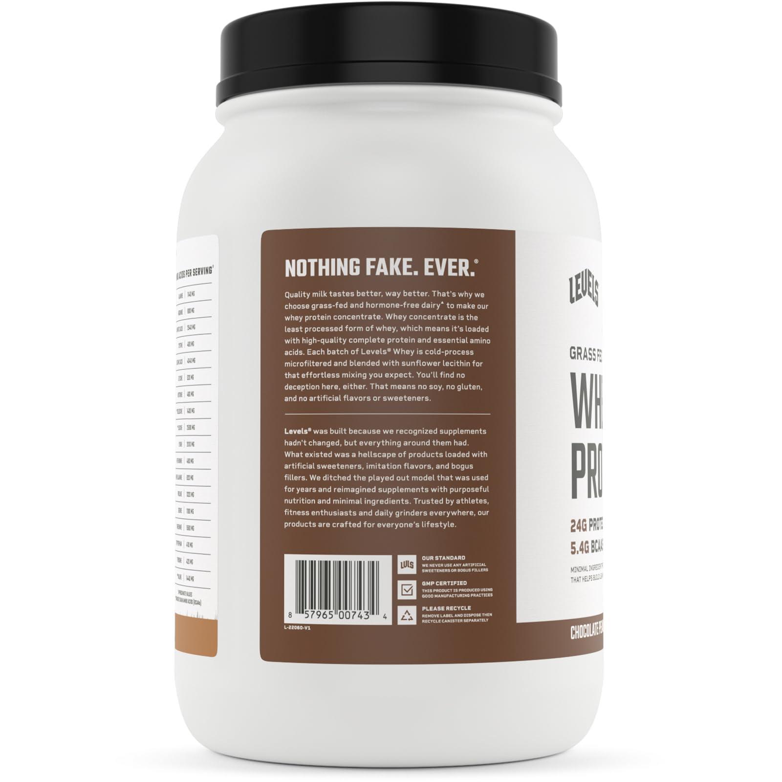 Levels Nutrition Levels Grass Fed Whey Protein, No Artificials, 24G of Protein, Chocolate Peanut Butter, 2LB