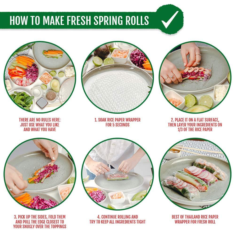 Best of Thailand Best of Thailand [Round] White Rice Paper Wraps 3 Pack | Perfect for Fresh Spring Rolls & Dumplings | Non-GMO, Gluten-Free, Vegan & Paleo | Kosher for Passover Kitniyot