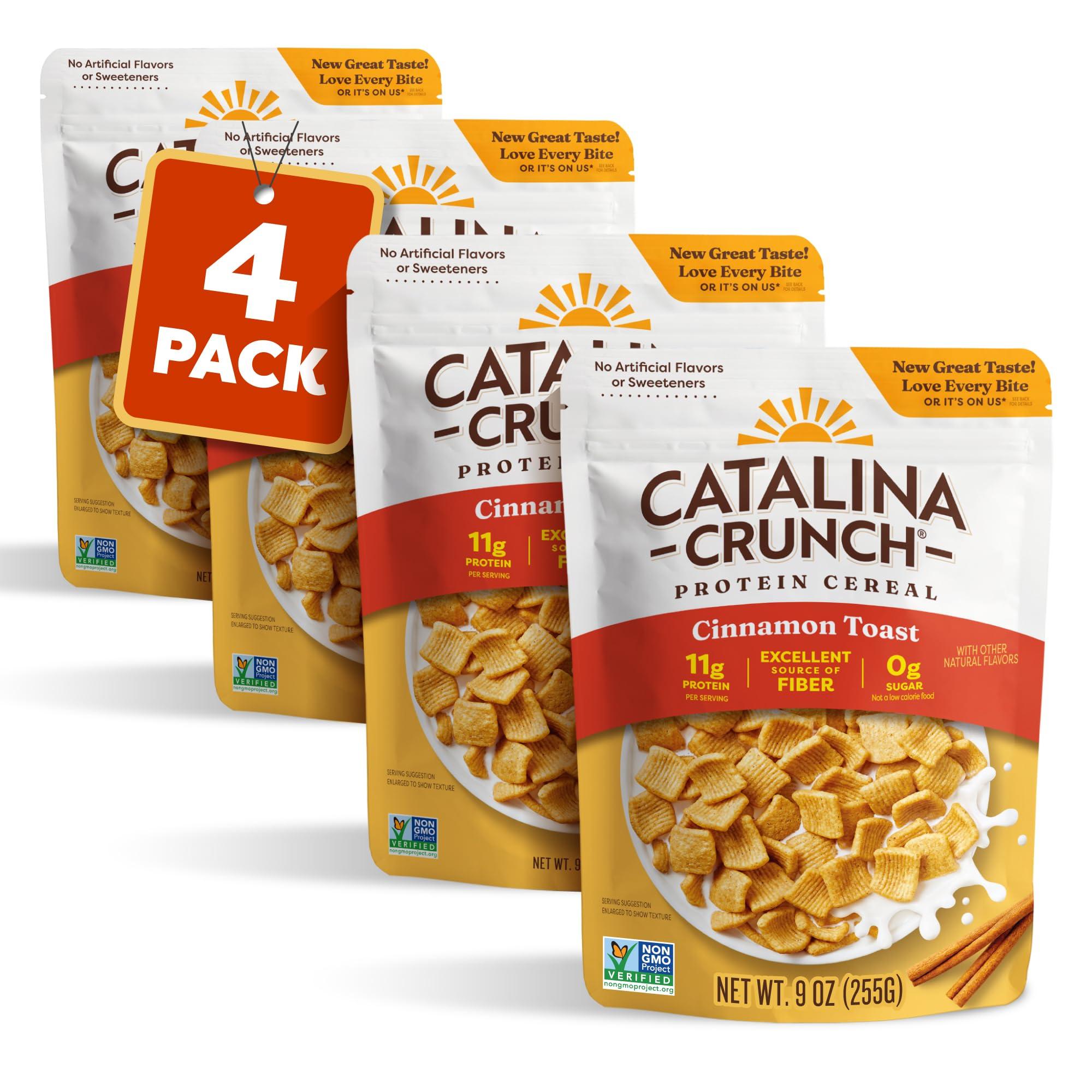 Catalina Crunch Catalina Crunch Cinnamon Toast High Fiber Cereal 4 Pack | Low Carb, Sugar Free, Gluten Free | Keto Snacks, Vegan, Plant Based Protein