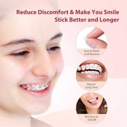 JMU JMU Braces Wax 10 Pack, Orthodontic Wax Pre-cut 500 Wax Dots, Dental Wax Strawberry Flavored