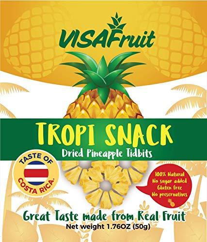 Tropi Snack TropiSnack Simply Natural Dried Pineapple Tidbits No Sugar Added Gluten Free Fat free Vegan Kosher 6 pack 1.76 oz each
