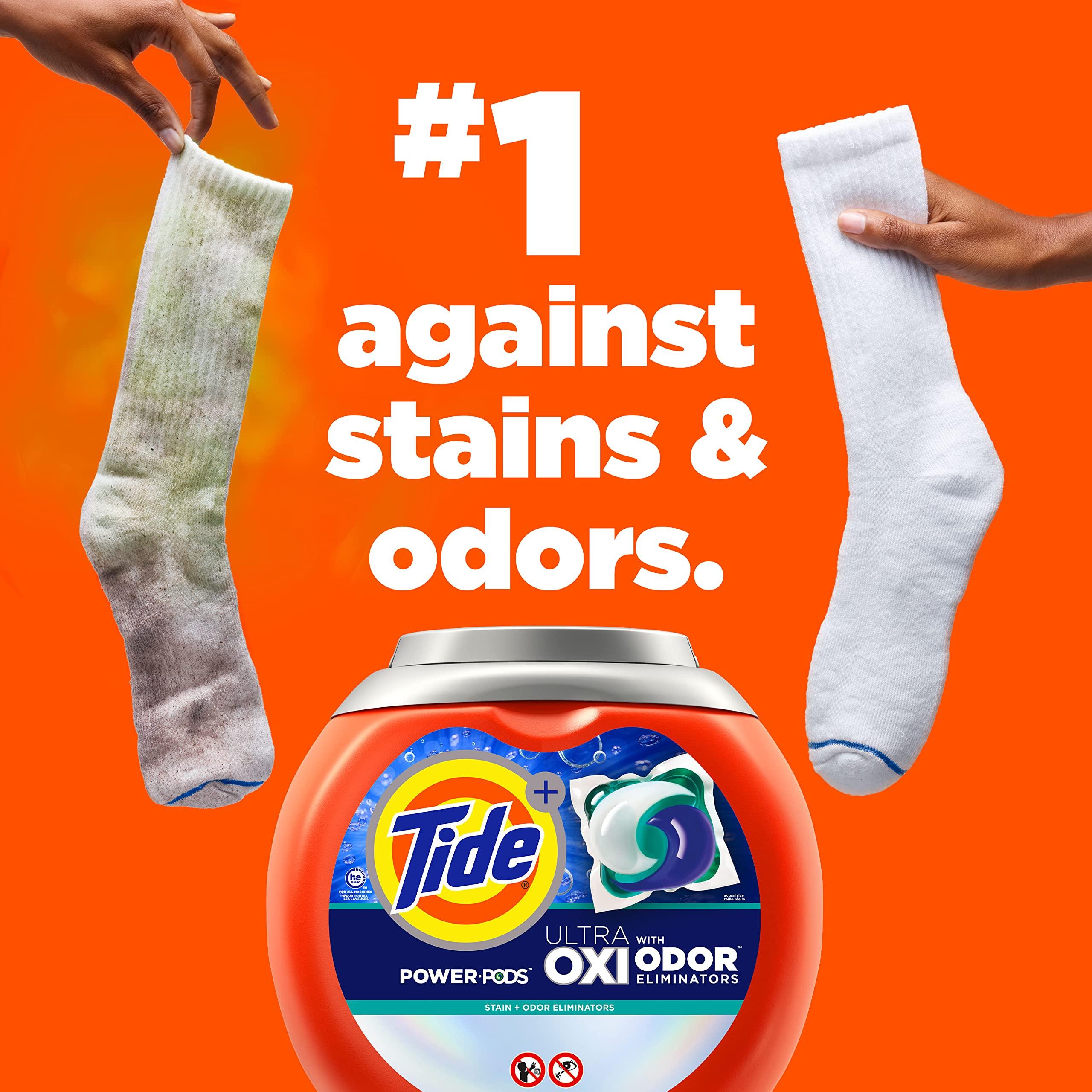 Tide Tide Ultra OXI Power PODS with Odor Eliminators Laundry Detergent Pacs, 48 Count, For Visible and Invisible Dirt