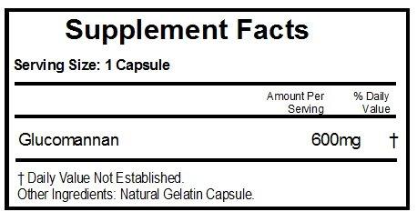PureControl Supplements Glucomannan 600mg Konjac Root Fiber // 90 Capsules // Pure // by PureControl Supplements
