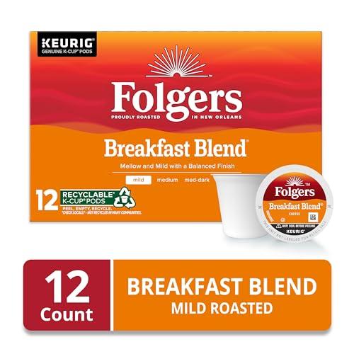 FOLGERS K CUPS Folgers Breakfast Blend Mild Roast Coffee, 12 Keurig K-Cup Pods
