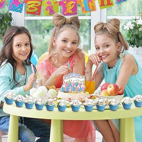 WUHUCANGBO Cinnamoroll Party Decoration, 25pcs Cinnamoroll Cake Cupcake Toppers Cinnamoroll Birthday Party Supplies, Cinnamoroll Theme Cake Decorations For Kids Baby Showers