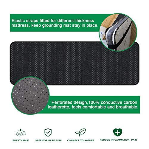 NeatEarthing Grounding Mat, Grounding Sleep Mat 54’’x 71’ Perforated Design 100% Conductive Carbon Leatherette Grounding Mats, Fits for Full Size