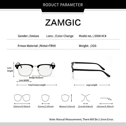 ZAMGIC ZAMGIC Photochromic Sunglasses Blue Light Blocking Glasses for Men and Women Day Night Multi-use Eyeglasses (Shiny Black)