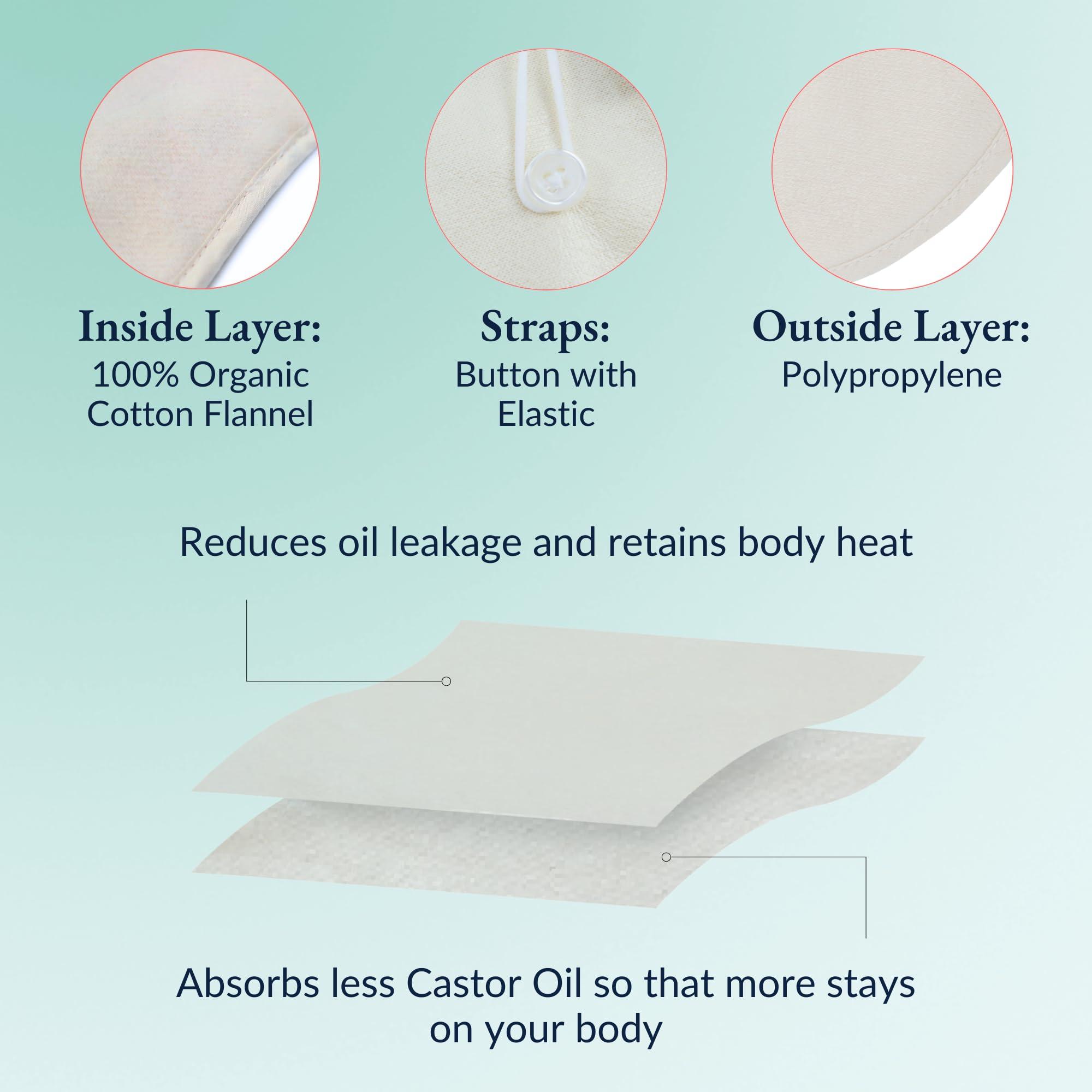 QUEEN OF THE THRONES QUEEN OF THE THRONES Castor Oil Pack for Breast (Large) - Heatless, Less-Mess, Reusable - Organic Cotton Flannel, Comfort Fit, Soft Straps & Naturopathic Doctor Designed (Castor Oil Sold Separately)