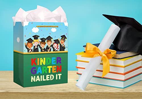 FLYAB FLYAB Kindergarten Graduation Gift Bag for Kids Students 11.5\" Funny Graduation Gift Bag with Tissue Paper Kindergarten Nailed It Graduation Gift Bags for Kindergarten Preschool Pre-K