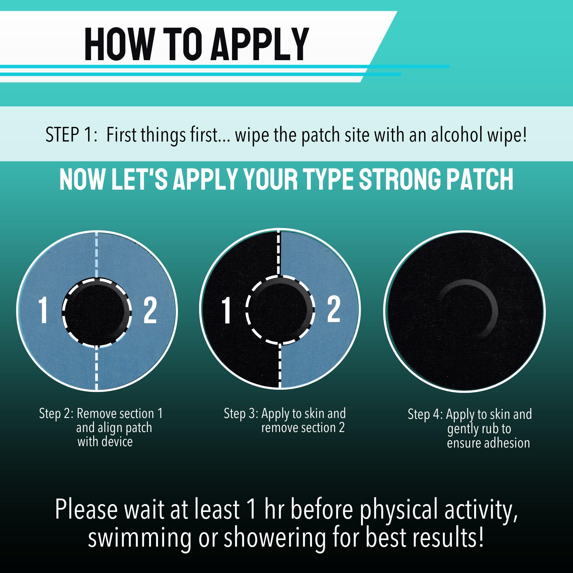 Type Strong Type Strong Freestyle Libre 3 Sensor Covers, Adhesive Patches for Libre 2, Dexcom G7, Medtronic Guardian. Pre-Cut for Sensitive Skin, Waterproof, Sweat-Resistant for 10-14 Days, 20 Pack, Black