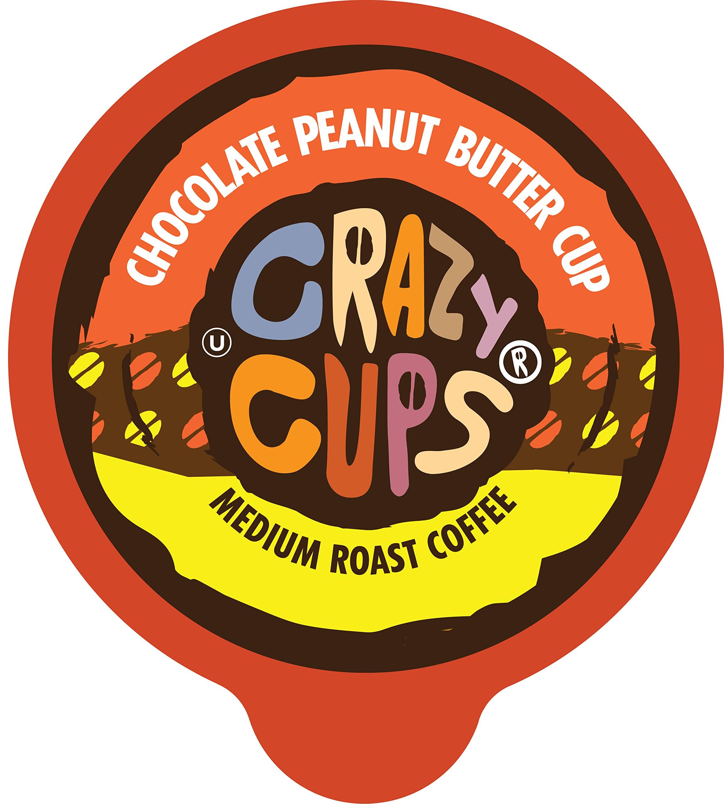 Crazy Cups Crazy Cups Chocolate Peanut Butter Hot or Iced Coffee Cup, Single Serve for Keurig K-Cups Machines, Medium Roast in Recyclable Pods, (88 Count, Pack of 4)