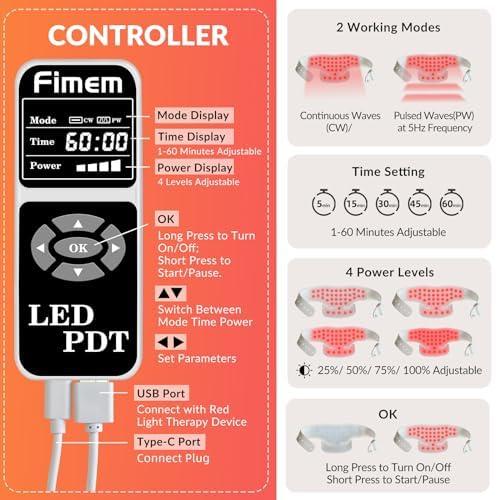 Fimem Fimem Red Light Therapy for Neck Pain Relief, Led Infrared Red Light Therapy Neck, Red Light Therapy Pad for Knee, Foot, at Home Red Light Therapy, Silicone Wearable Therapy Pad Far Infrared Light