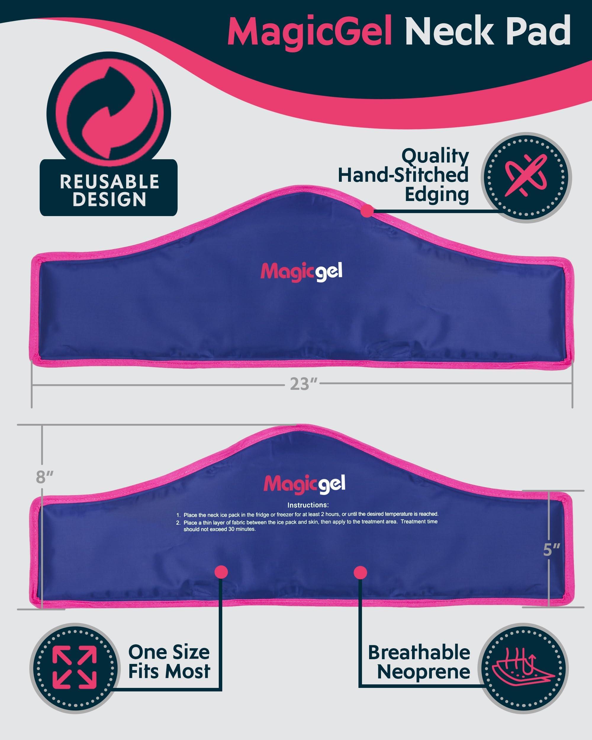 Magic Gel Magic Gel Neck Ice Pack - Reusable Cold Wrap for Neck, Shoulders and Back - Soft and Flexible Freezer Pack for Icing Neck, Shoulder, Upper Body Muscles - Stays Cool for 25 Minutes
