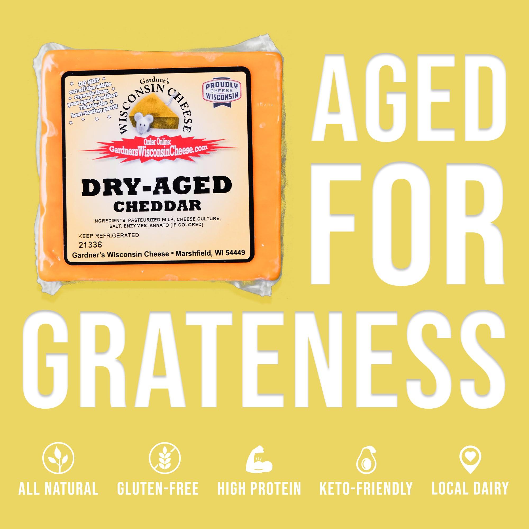 Gardner\'s Wisconsin Cheese Gardner\'s Wisconsin Cheese, Artisan Cheese 4 Packs (Dry Aged Cheddar) (6 Ounces Per Block) - Artisan Cheese Made in Wisconsin, Perfect for Grilling, Barbecues, and Holidays!