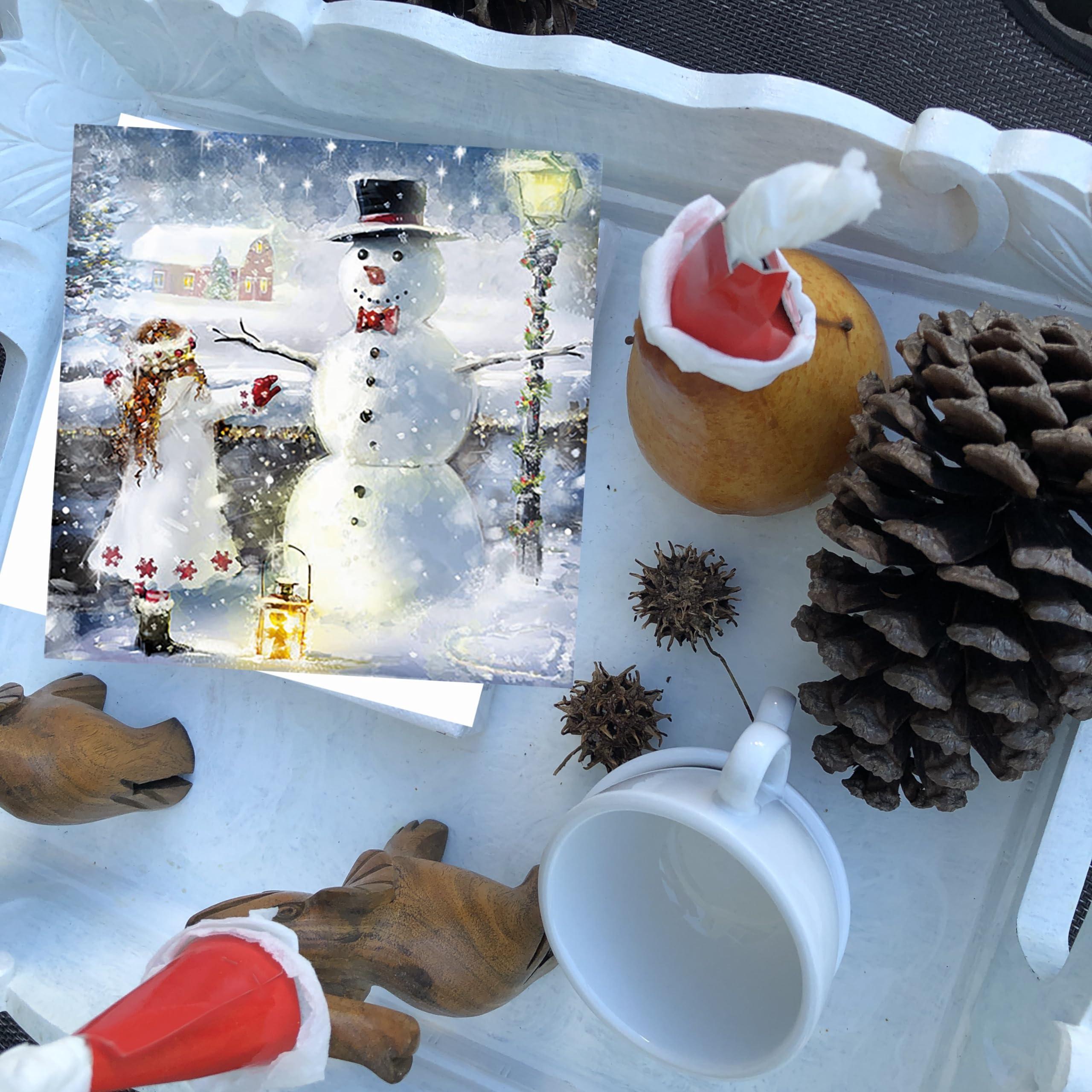 Generic 20-ct 13x13 Christmas Napkins for Decoupage Snowman Napkins Christmas Paper Napkins Christmas Napkins Paper Beautiful Winter Napkins Christmas Cocktail Napkins for Kids Embrace Cute Girl Napkins