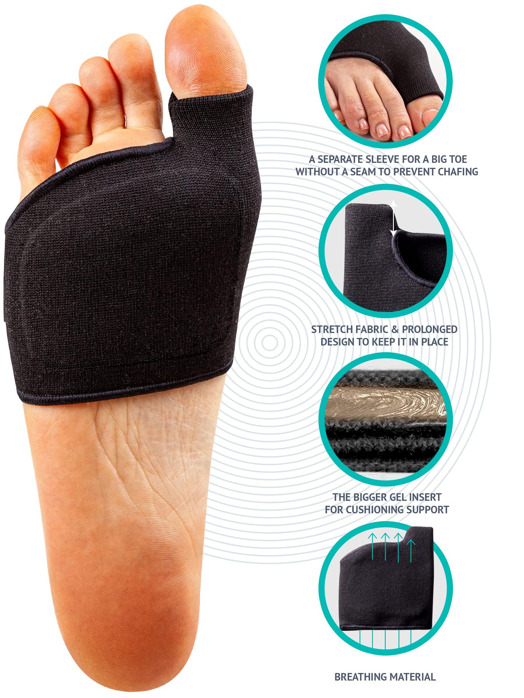 BRISON Brison Metatarsal Pads for Women and Men Ball of Foot Cushion - Gel Sleeves Cushions Pad - Fabric Soft Socks for Supports Feet Pain Relief - M (Men 7.5-9.5, Women 9-11)