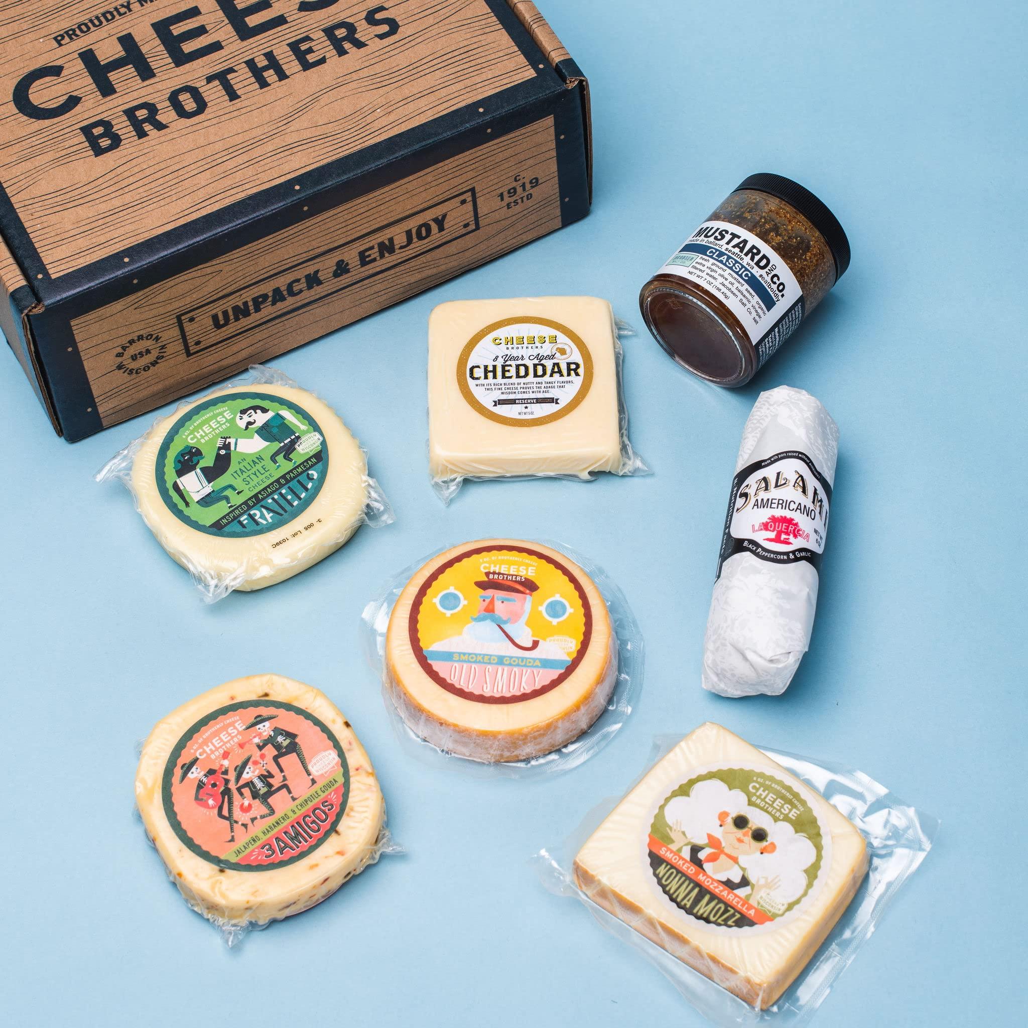 CHEESE BROTHERS INC Cheese Bros. World\'s Cheesiest Dad Father\'s Day Gift Box | Wisconsin Made | Includes Italian Fratello, Gouda, Aged Cheddar, Classic Mustard and Artisan Salami | Great Food Gifting Idea!