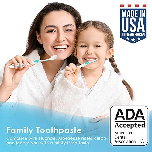 AloeSense AloeSense Fluoride Toothpaste, Naturally Soothing Toothpaste Sensitive Teeth and Gum Care with Aloe Vera, Allantoin & Fresh Mint Flavor, Gentle & Natural Toothpaste, ADA Approved (5-oz, 12 Count)