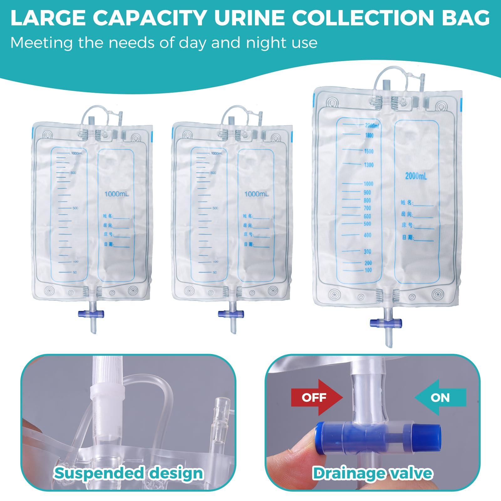 ENLUNTRA ENLUNTRA Wearable Urinary Drainage Bag for Men(2000 ML*1+1000 ML*2) Reusable Urine Collection BagUrinary Drainage Bag SystemElderly Urinalfor Bedridden Patients