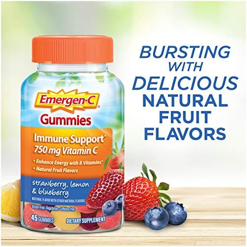 Emergen-C Emergen-C 750mg Vitamin C Gummies for Adults, Immune Support Gummies, Gluten Free, Strawberry, Lemon and Blueberry Flavors - 45 Count