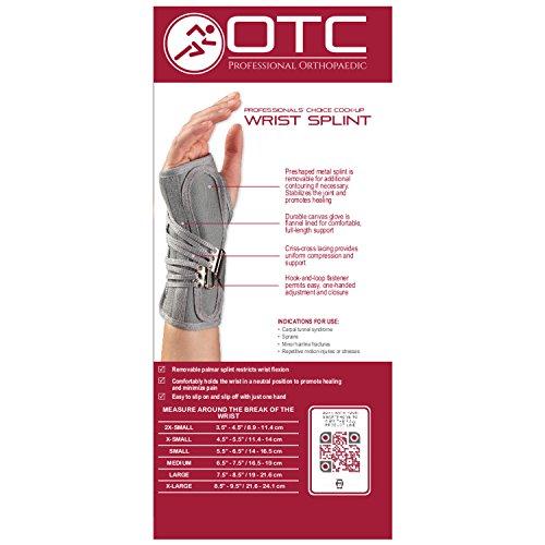 OTC OTC Wrist Splint, Cock-Up Lacing, Canvas, ProChoice, Grey, Large (Right Hand)