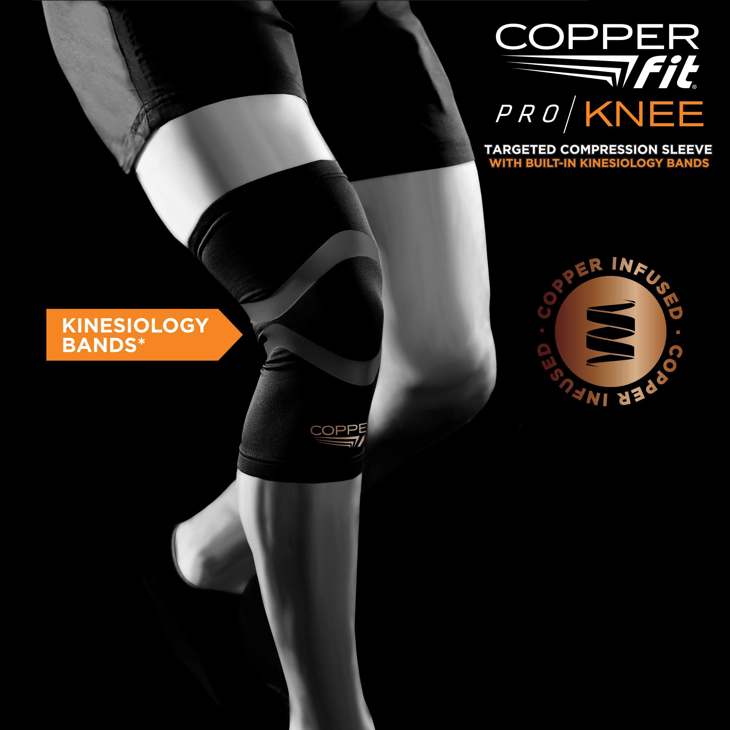 Copper Fit Copper Fit Pro Series Compression Knee Sleeve, Black with Copper Trim, X-Large,Packaging may Vary