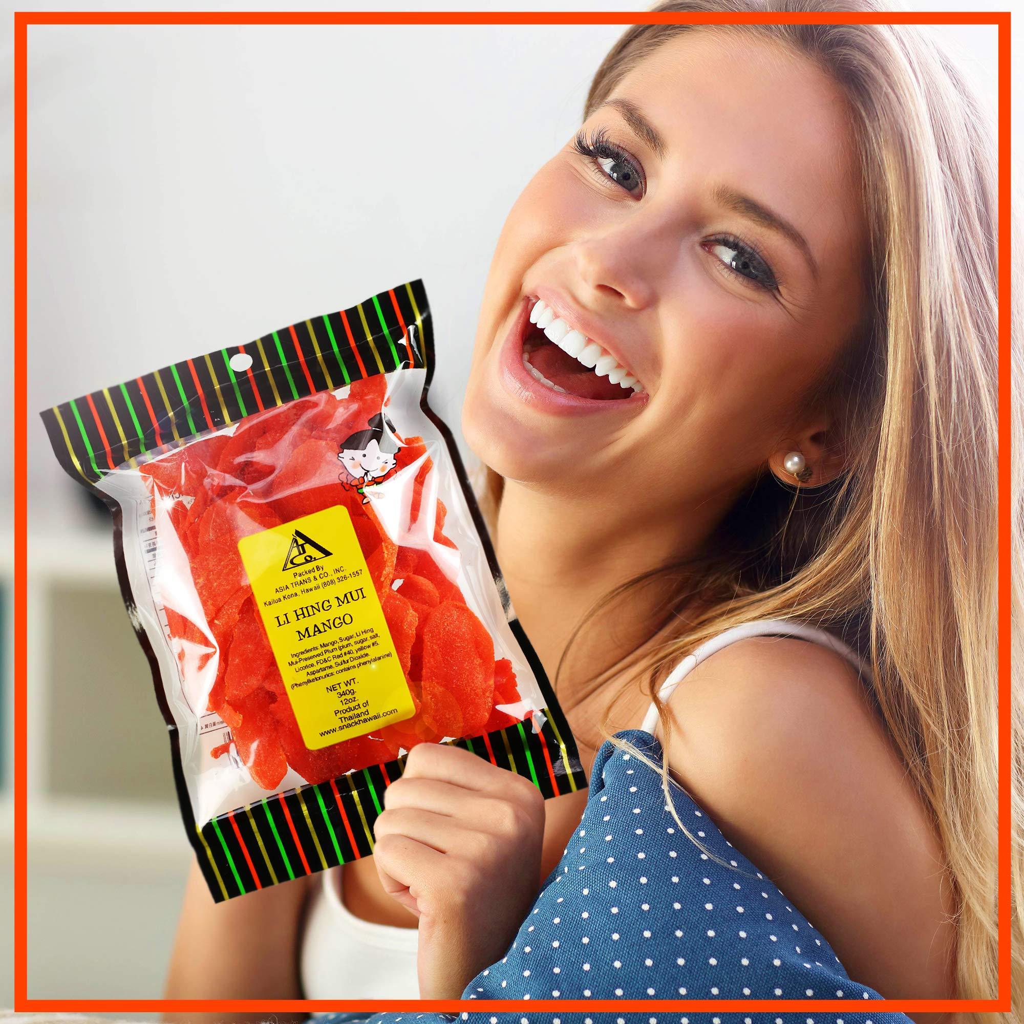 Asia Trans & Co. Asia Trans Li Hing Mui Dried Mango | Hawaiian Favorite | Naturally Sweet Dried Fruit Candy with Asian Plum Powder