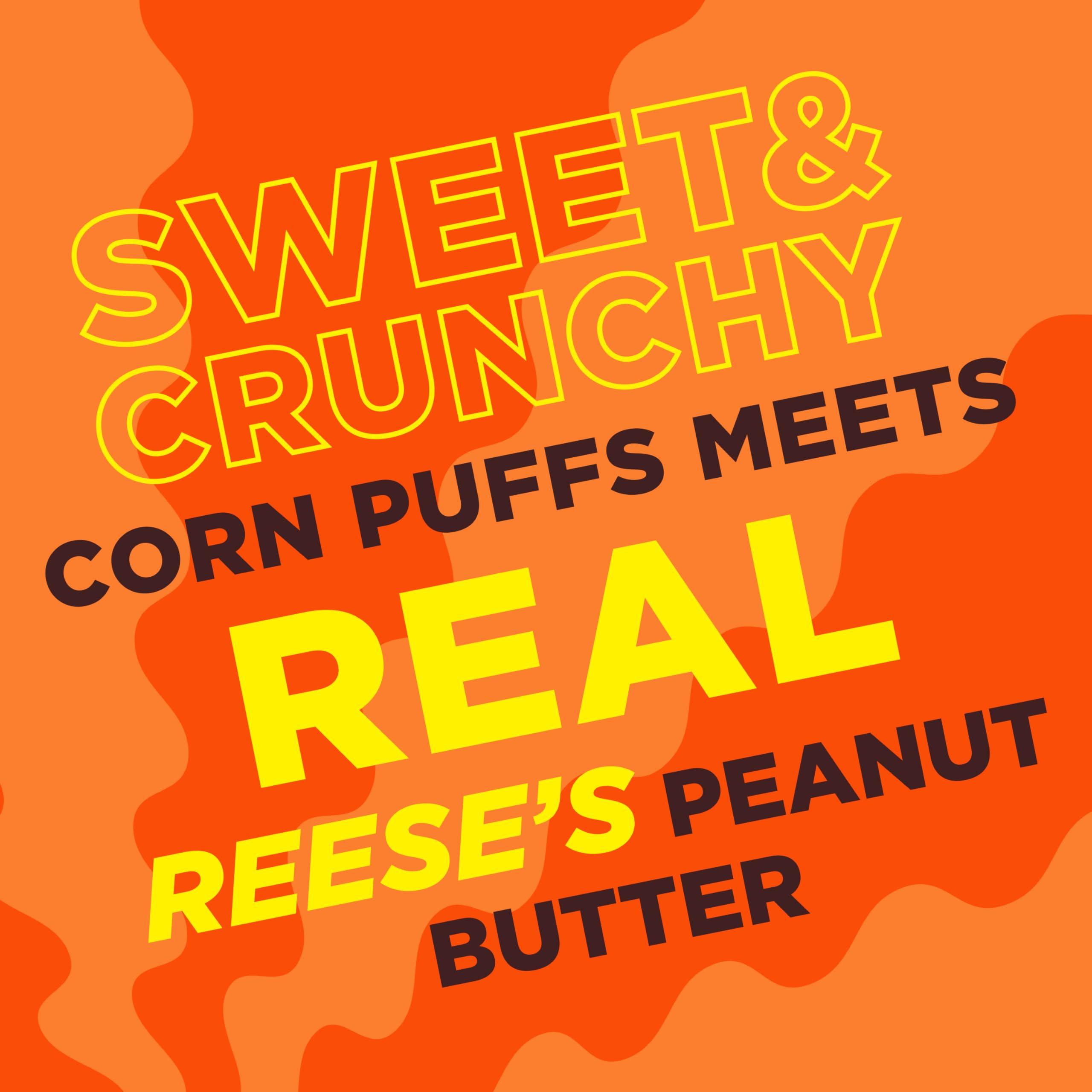 Reese\'s REESES PUFFS Peanut Butter Lovers Breakfast Cereal, Made with Whole Grain and Real REESES Peanut Butter, Family Size, 19.7 oz