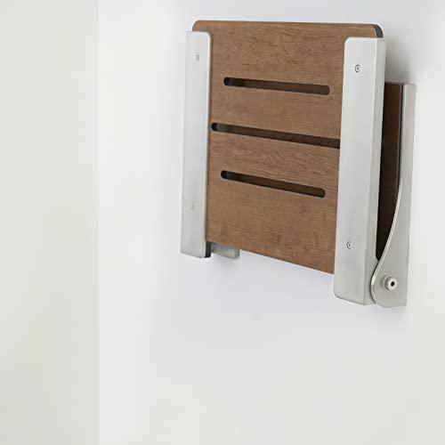 Seachrome Seachrome Silhouette Folding Wall Mount Shower Bench Seat, Rustic Teak Seat with Silver Frame (SHAF-185155-PRTS-S-SL)