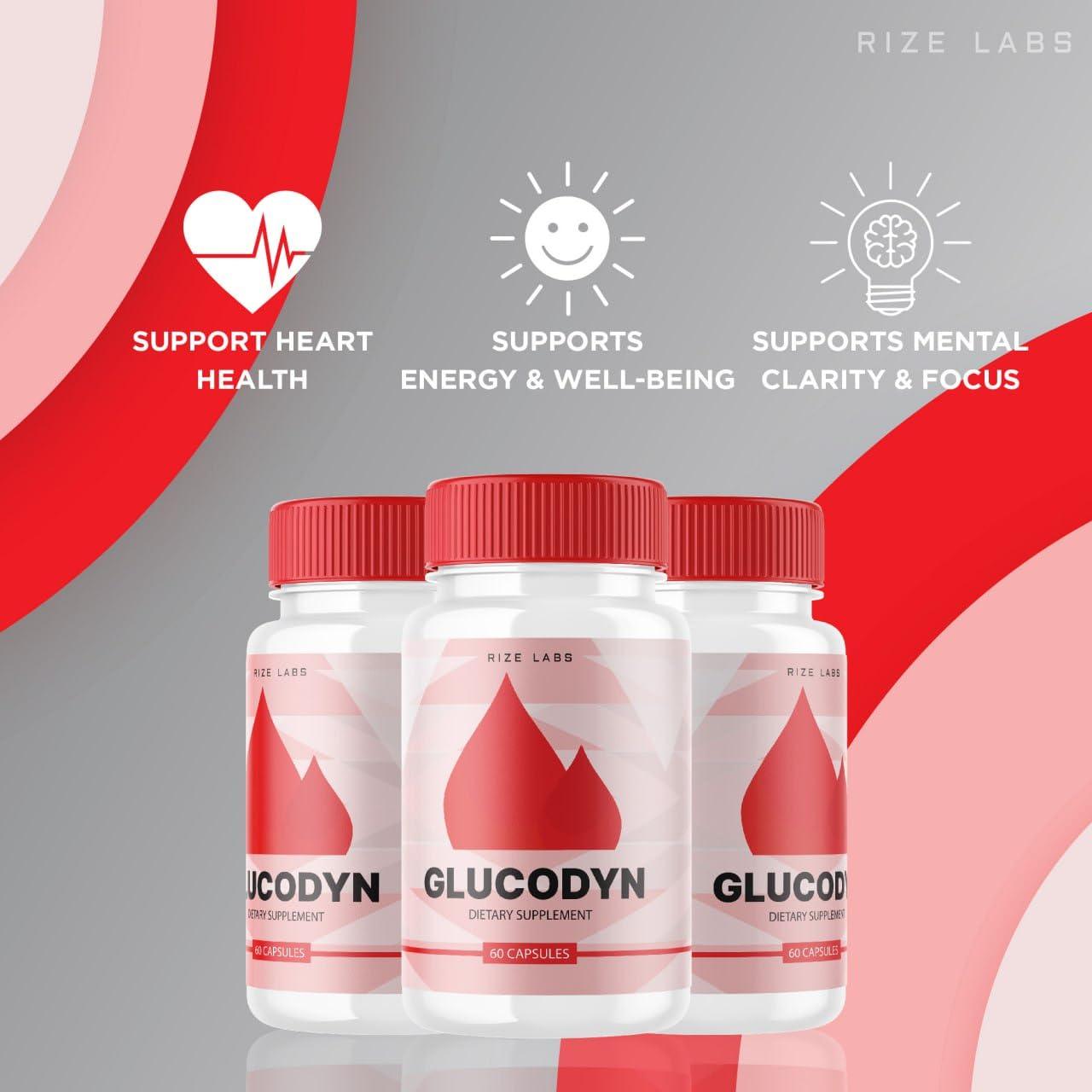 rize labs Glucodyn - Glucodyn Supplement, Advanced Formula for Overall Wellness Boost, Glucodyn to Energize Your Every Day for Peak Performance, Gluco Dyn Reviews (60 Capsules)