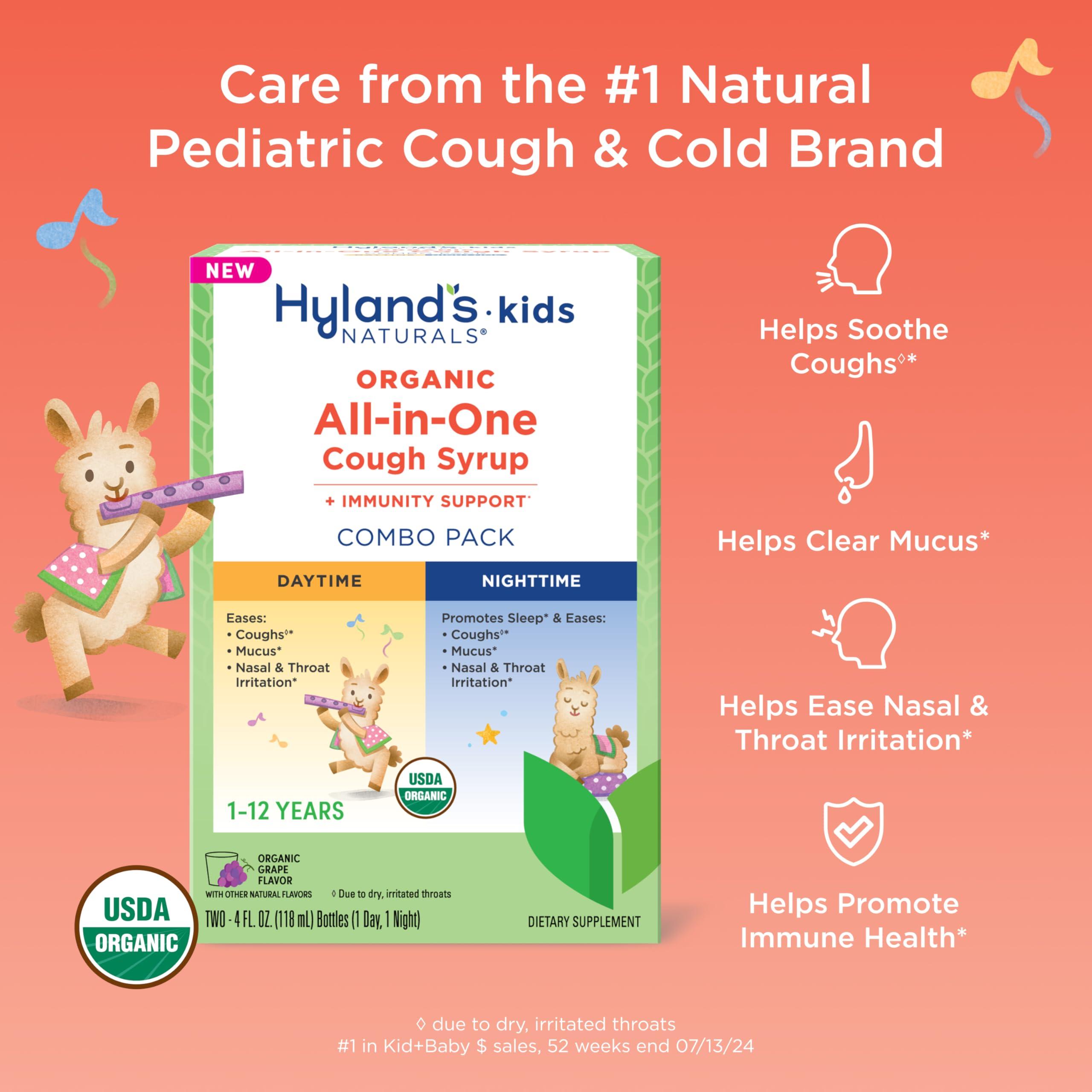 Hyland\'s Hyland\'s Kids Organic All-in-One Grape Cough Syrup Day & Night, Two 4 Ounce Bottles