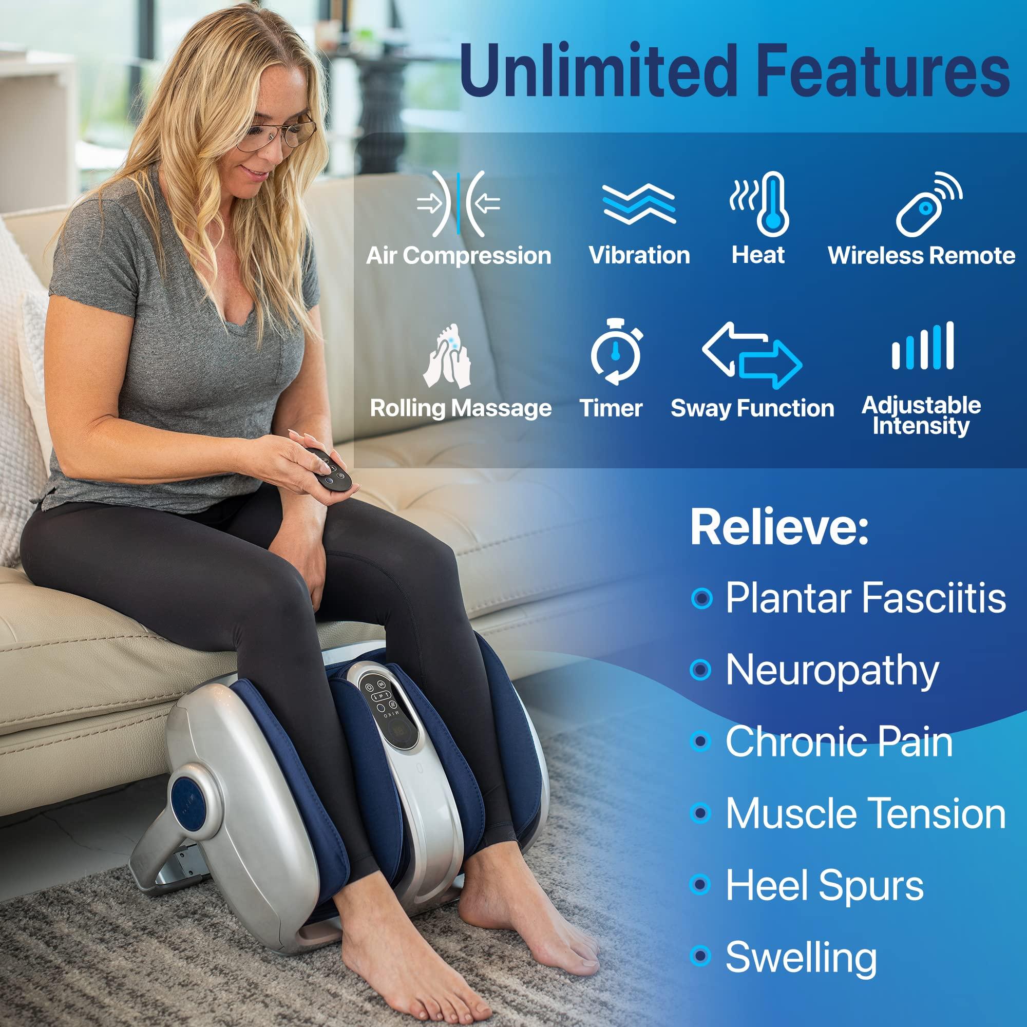 MIKO MIKO Shiatsu Foot Massager for Circulation & Pain Relief - Deep Tissue Kneading, Heat Therapy for Plantar Fasciitis, Neuropathy, Diabetics - FSA/HSA Eligible - Fits Up to Size 15