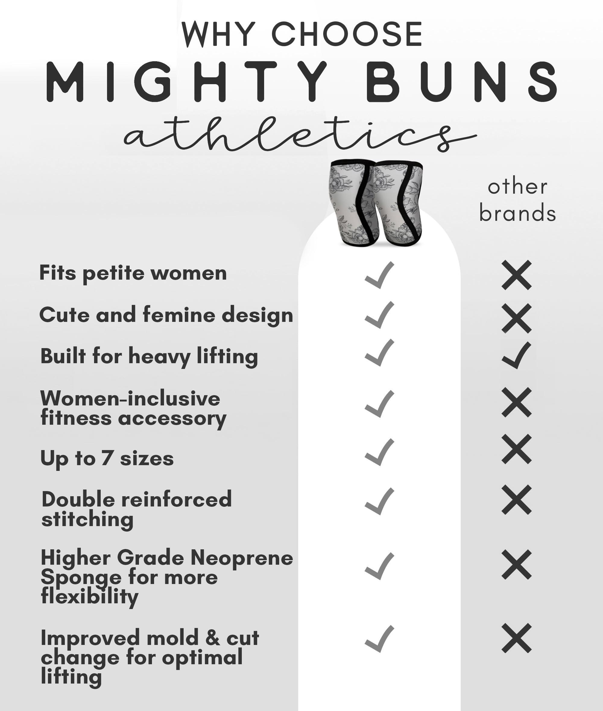 Mighty Buns Mighty Buns 7mm Neoprene Knee Sleeves Peonies V2 Large (1 Pair) - Cute High Performance Knee Sleeves, Knee Compression & Support for Weightlifting, Powerlifting, Squatting for Women and Men