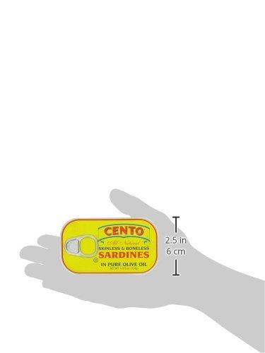Cento Cento Skinless & Boneless Sardines, 4.375 Ounce Tins (Pack of 25)