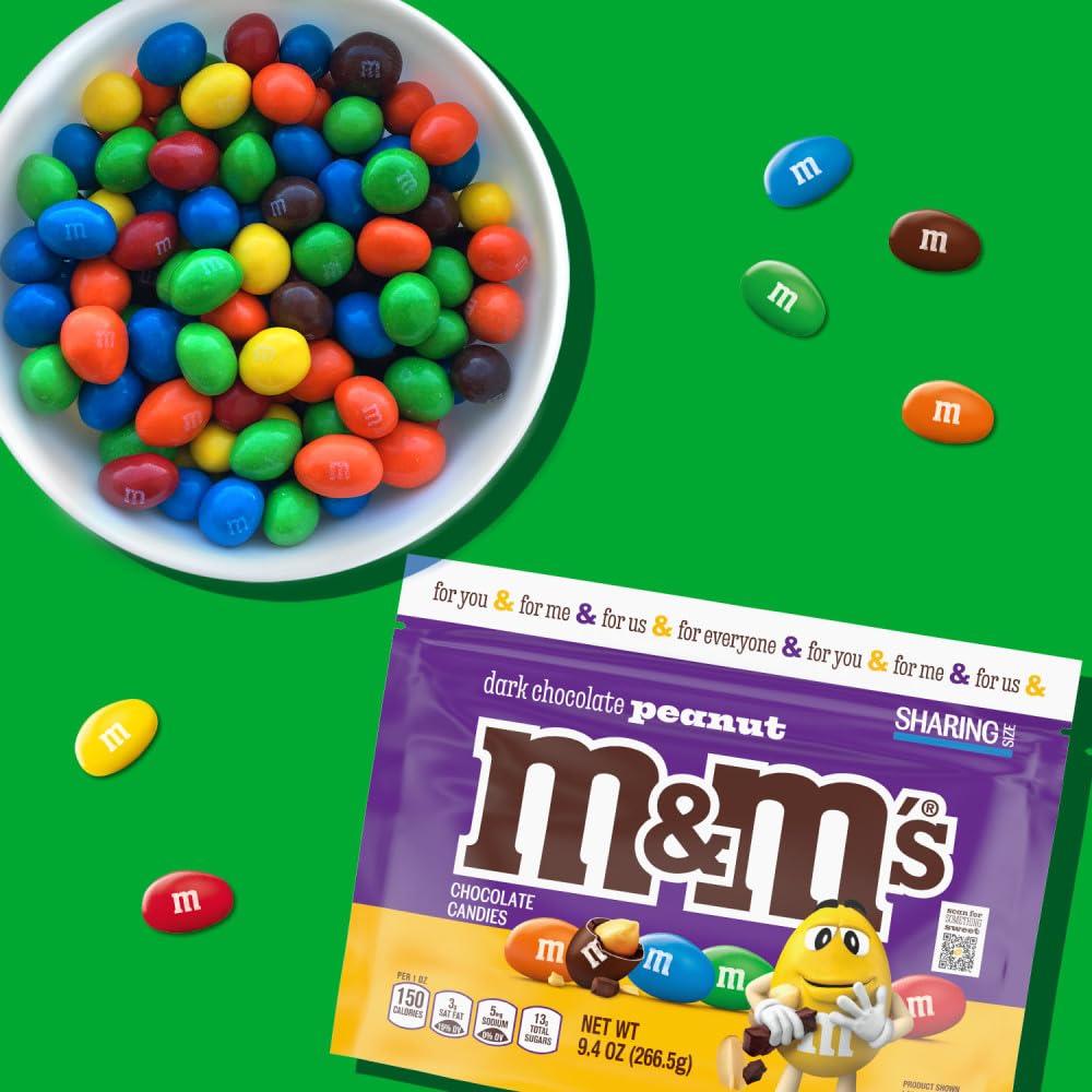 M&M\'S M&M\'S Peanut Dark Chocolate Candy, Sharing Size, 9.4 oz Resealable Bag