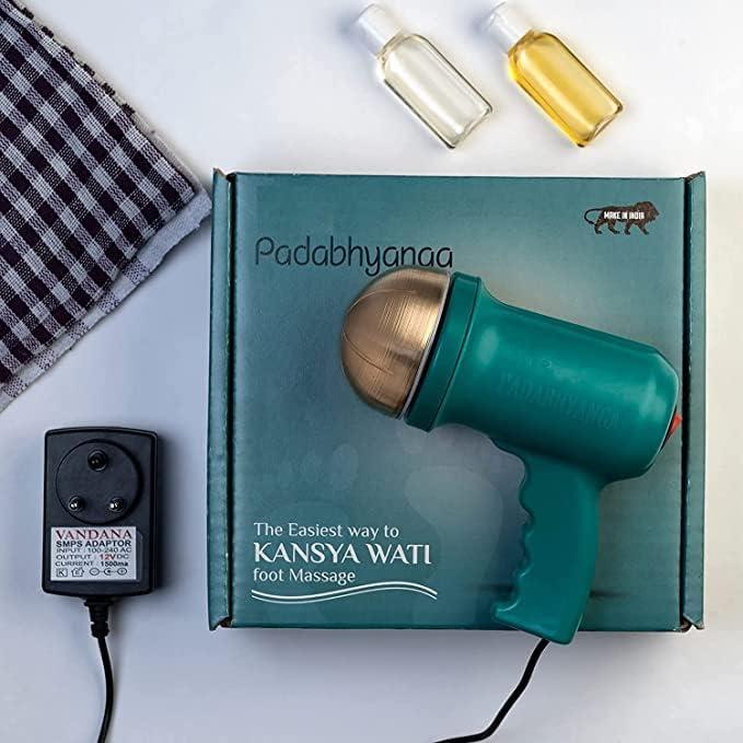 Generic Generic Electric KansyaWati for Foot Massage/Acupressure Tool Therapy Ayurvedic Kansyawati Electric Three Attachment Kansya Wati Foot Massager, Green