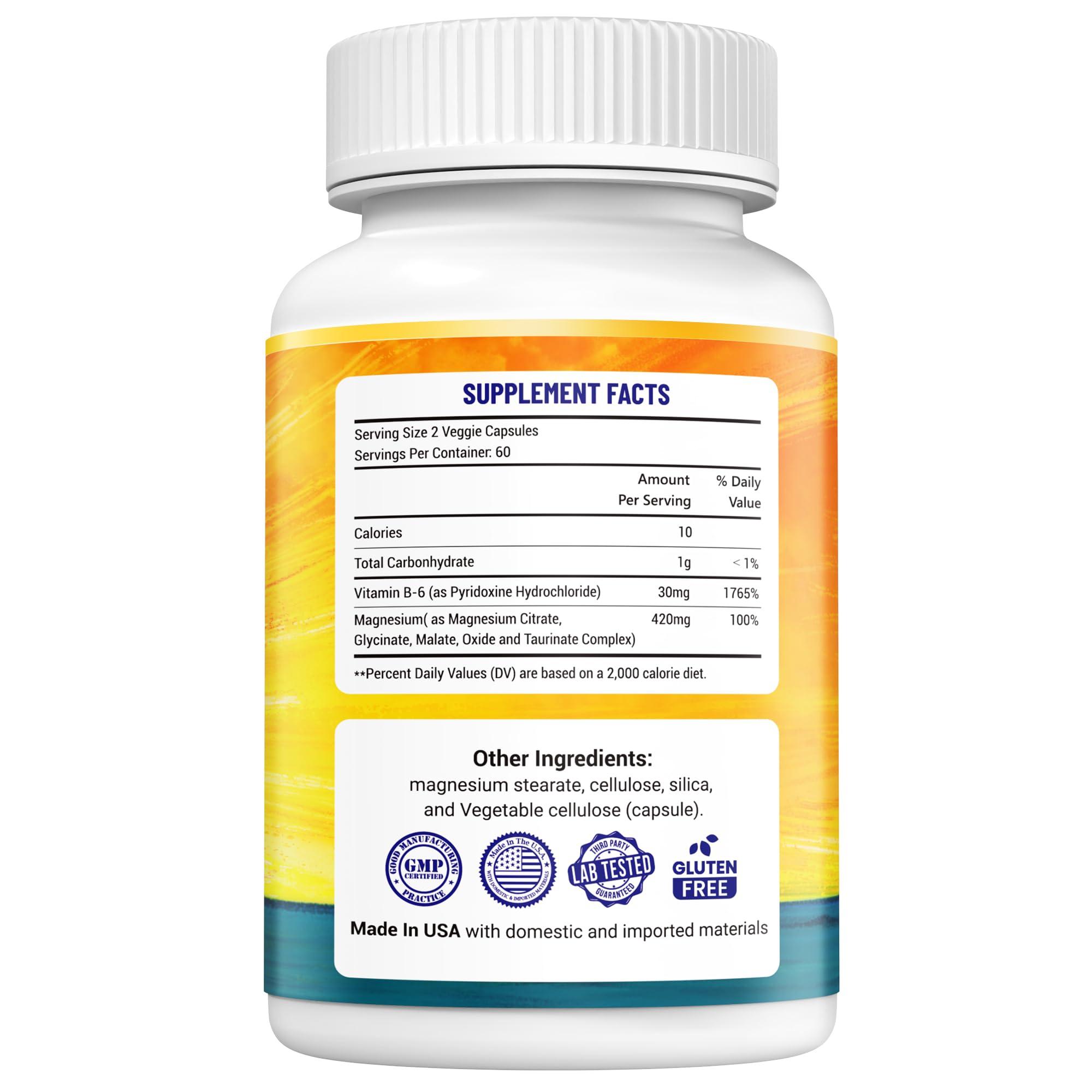 NUTRISELECT NUTRISELECT Magnesium Complex Supplement: A 5-in-1 Formula Featuring Citrate, glycinate, Malate, Oxide, and taurinate, Plus Vitamin B6 for Comprehensive Support