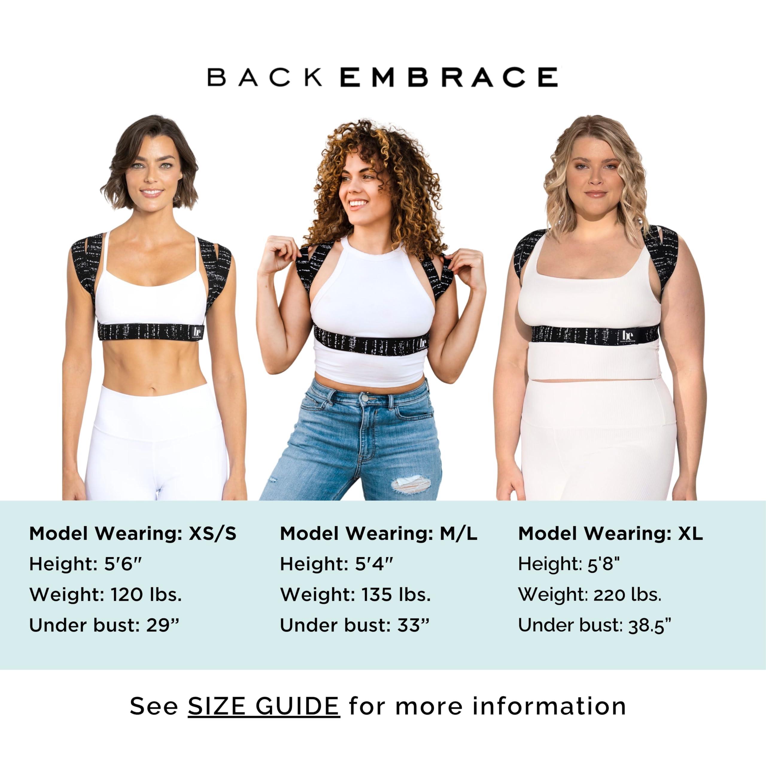 BackEmbrace BackEmbrace Posture Corrector for Women and Men - Made in USA - Slim and Adjustable Shoulder Brace - Back Brace for Back Pain Relief - Black Drizzle Large