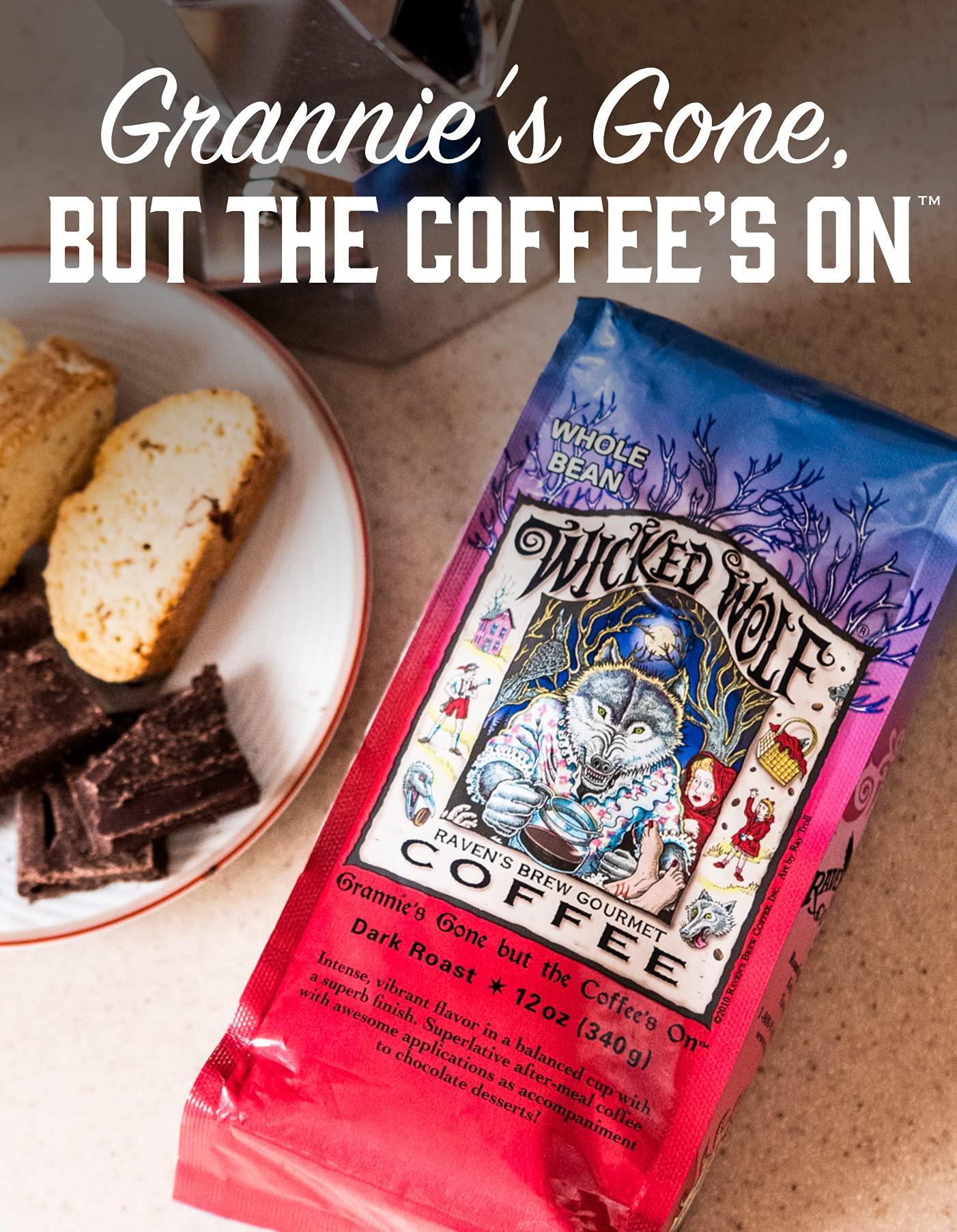 Raven's Brew Coffee Raven\'s Brew Coffee - Wicked Wolf - Dark Roast - 12 oz Ground - Full Body of Currant and Spice