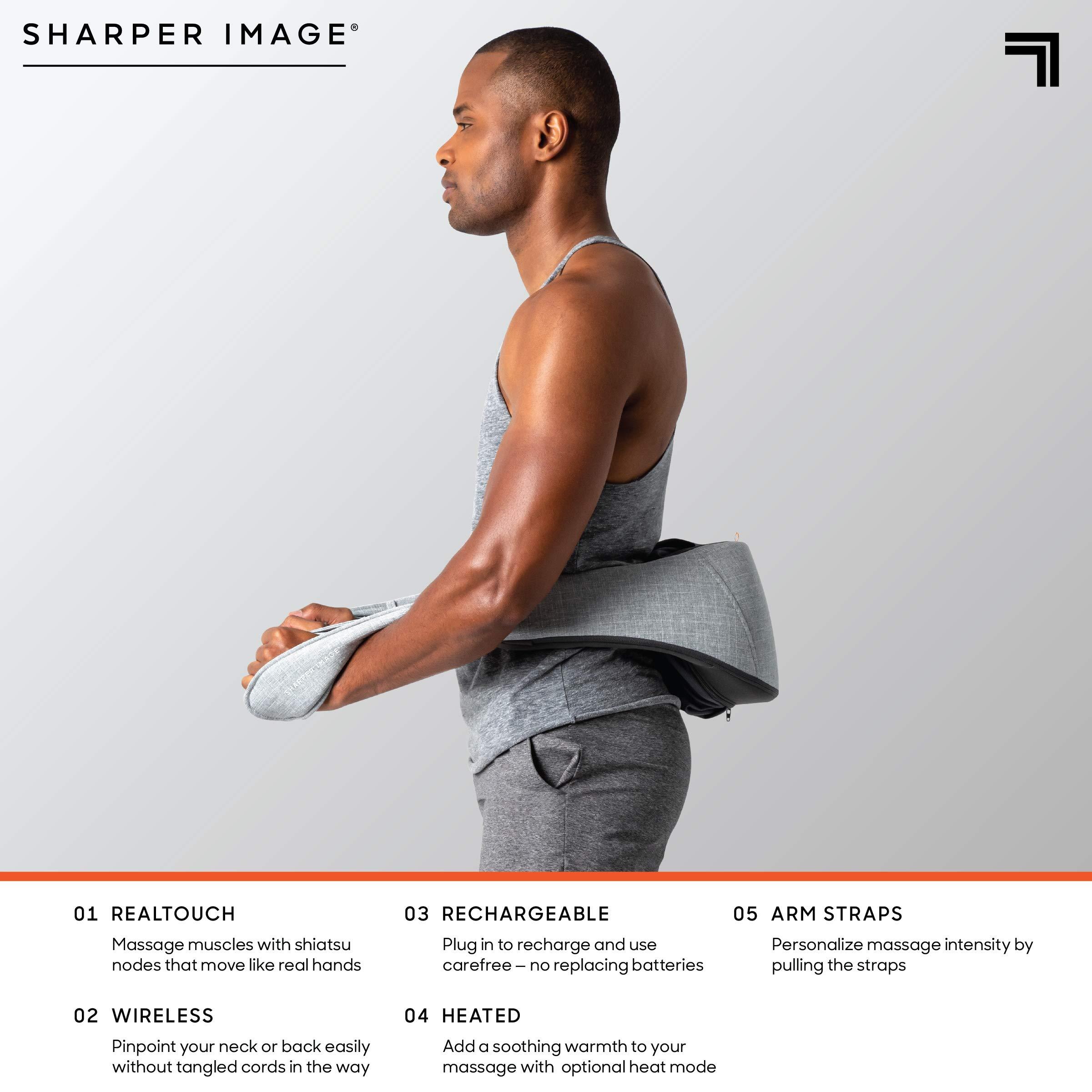 Sharper Image Sharper Image Realtouch Massager - Wireless Neck & Back Shiatsu Massage with Heat| Soothes Sore Muscles, Neck, Back, & Shoulders| Cordless & Rechargeable| Adjustable Intensity| Pain & Stress Relief