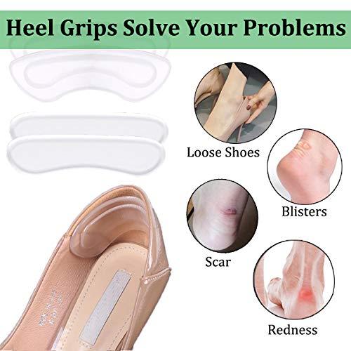 EACOZY Heel Grips, 8PCS Heel Inserts, 12PCS Shoe Inserts, Gel Heel Cushion Inserts for Women Men, Adhesive Shoe Pads for Loose Shoes, Heel Slipping, Rubbing