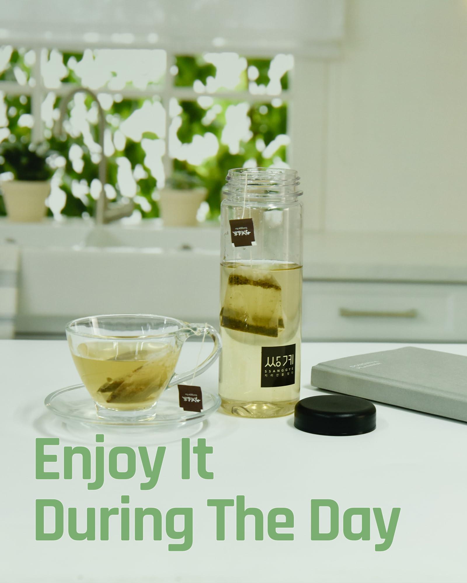 SSANGGYE Ssanggye Brown Rice Green Tea 1.2g x 40 Tea Bags, Premium Korean Herbal Tea Hot Cold Soft Taste 4 Seasons Made in Korea