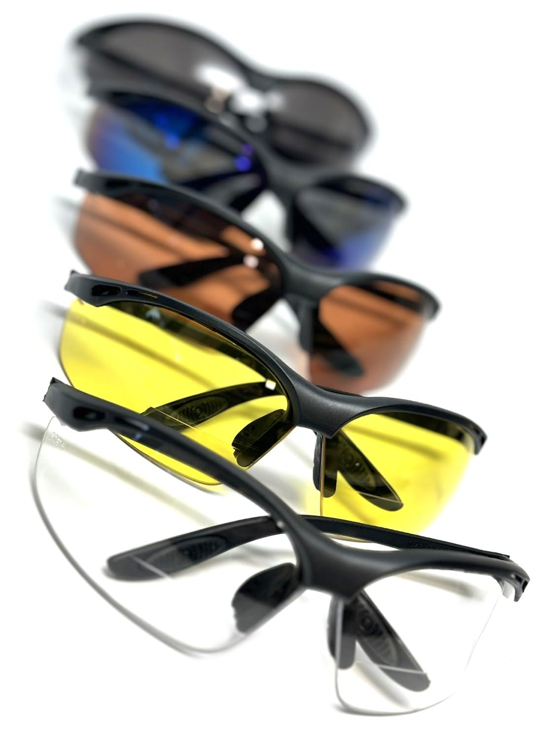 Calabria Calabria 91348 3 Pack Bulk Bifocal Reading Safety Glasses +2.50 Blue Mirror Men Women Wraparound Eye Protection Shatterproof